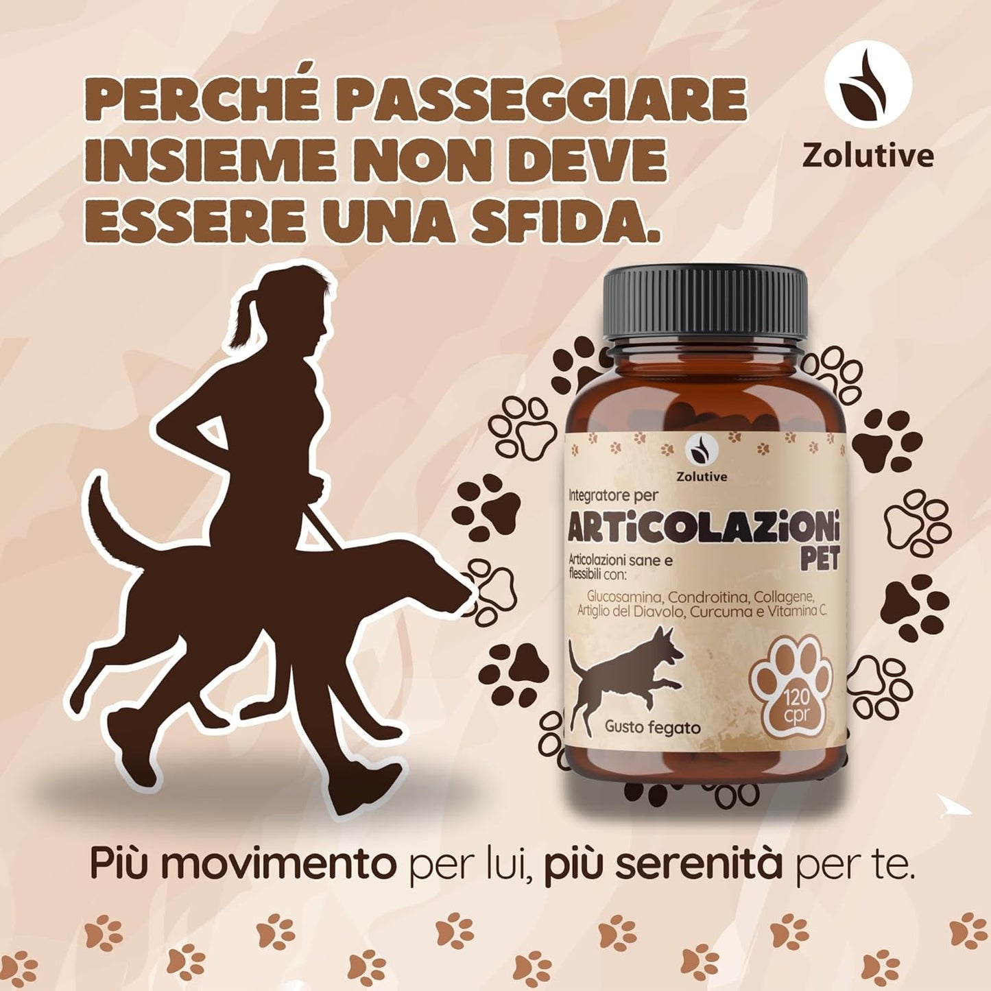 Integratore Articolazioni Cane 120 Compresse con Glucosamina, Condroitina, Curcuma, Artiglio del Diavolo, Vitamina C