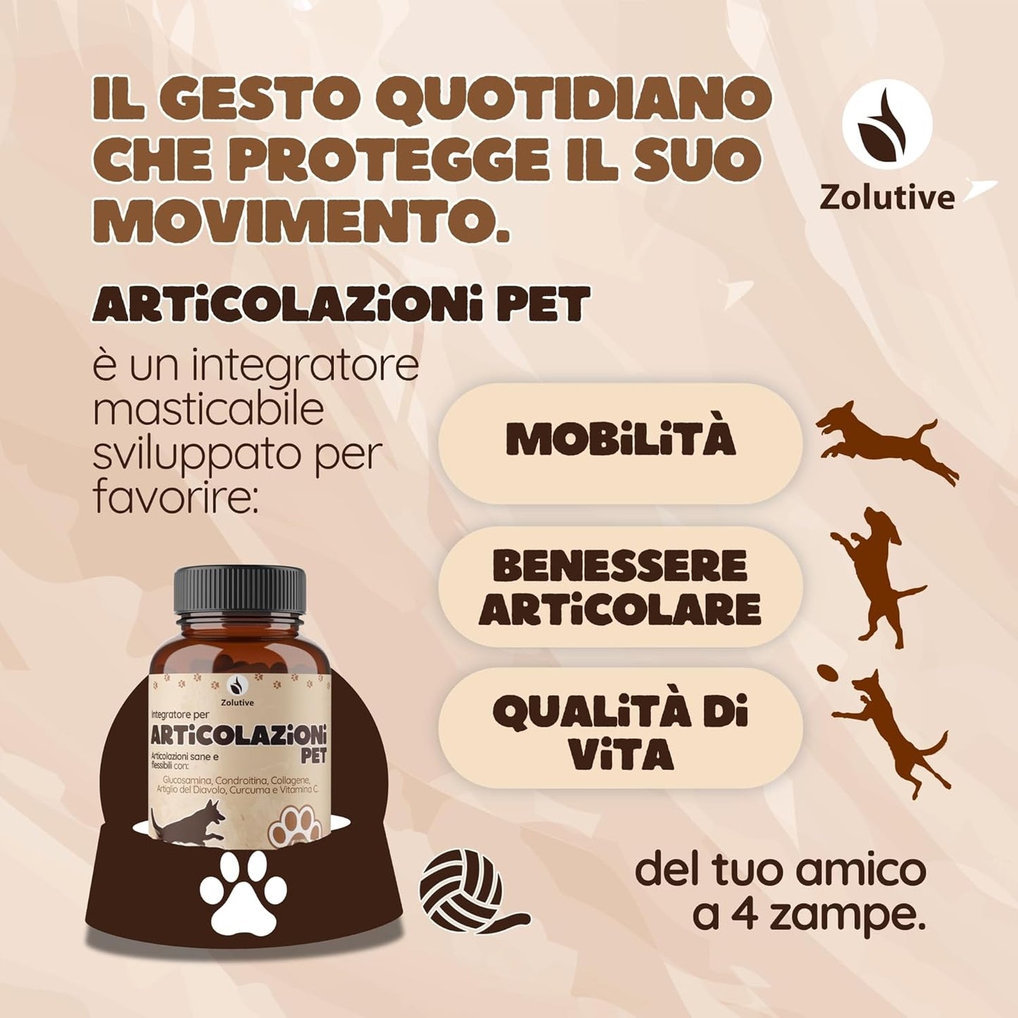 Integratore Articolazioni Cane 120 Compresse con Glucosamina, Condroitina, Curcuma, Artiglio del Diavolo, Vitamina C